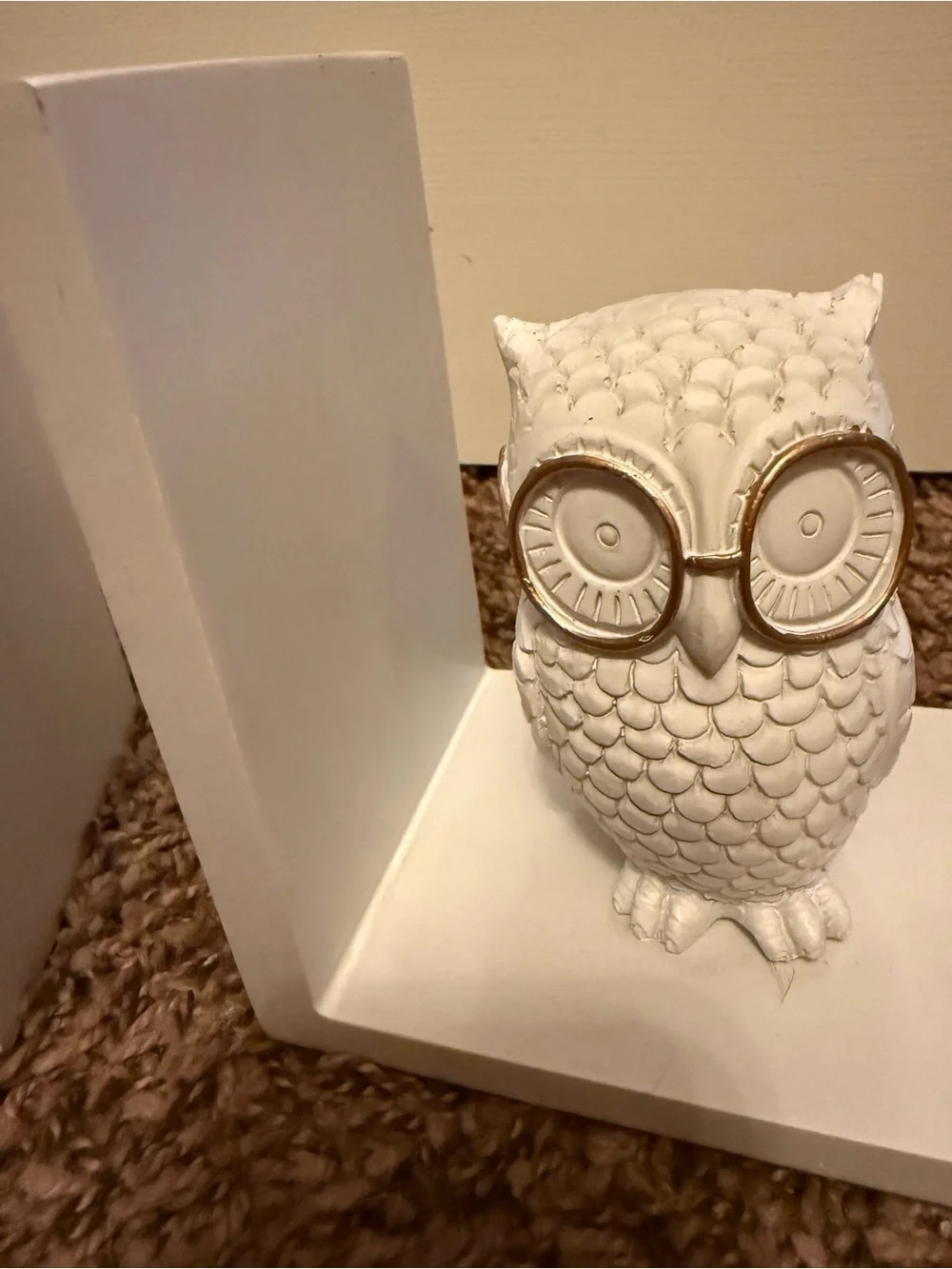Hobby Lobby White Owl Bookends with Gold Glasses - Picture 8 of 9